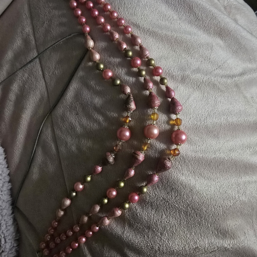 Pink Multi-Strand Beaded Necklace - Brand